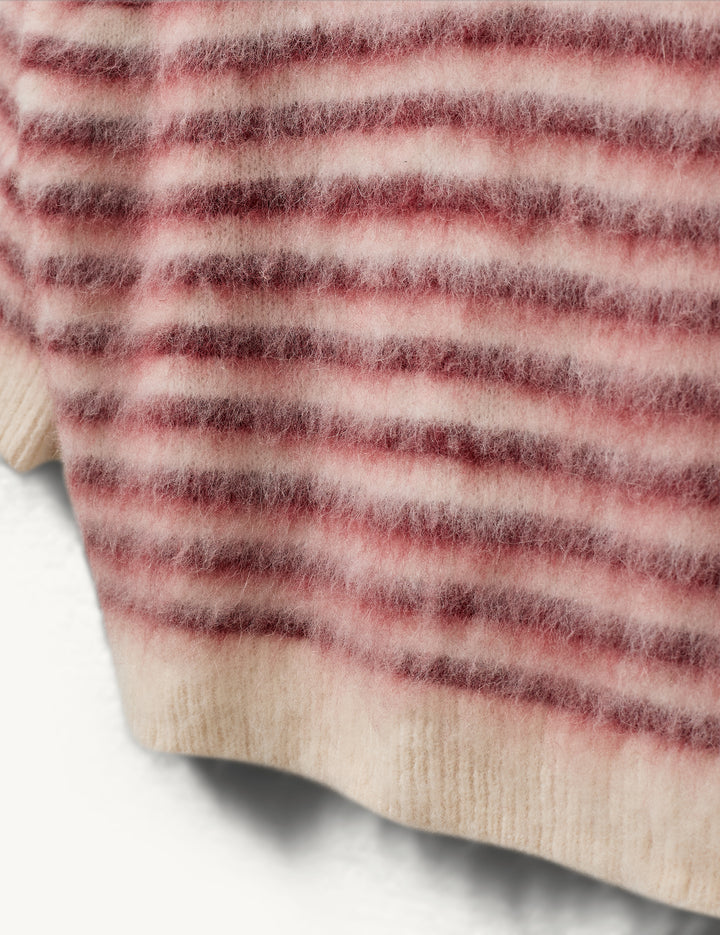 Verona Brushed Tee cream/burgundy stripe