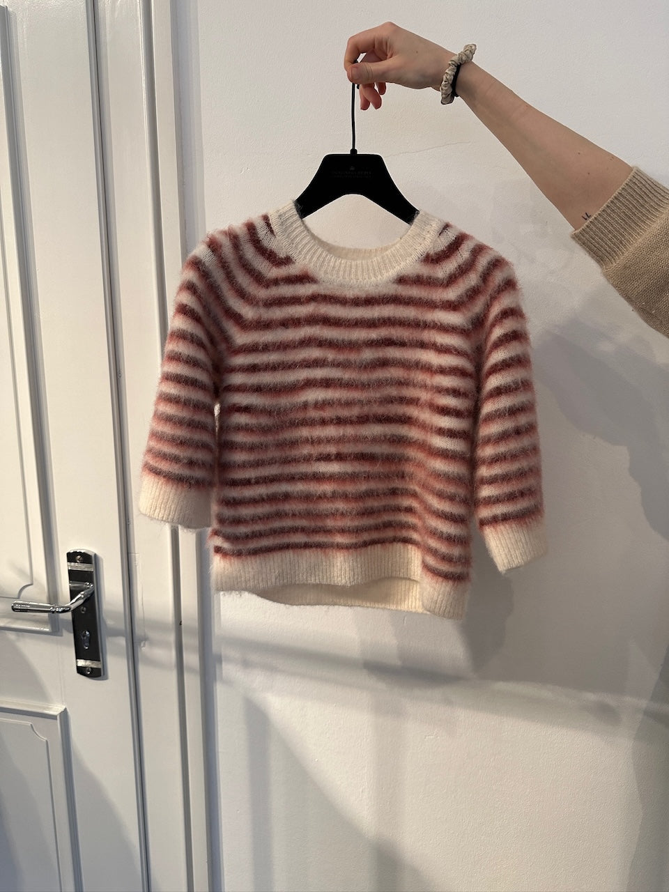 Verona Brushed Tee cream/burgundy stripe