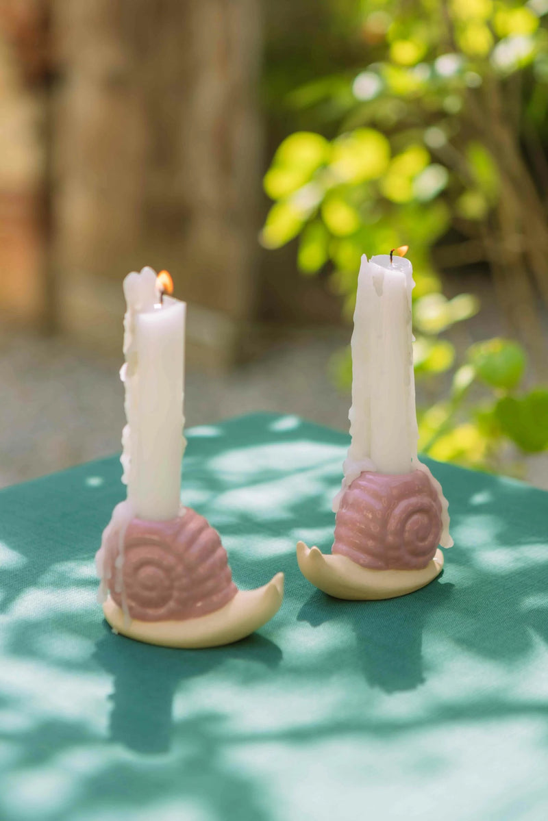 Candle Holder Woodland snail pink