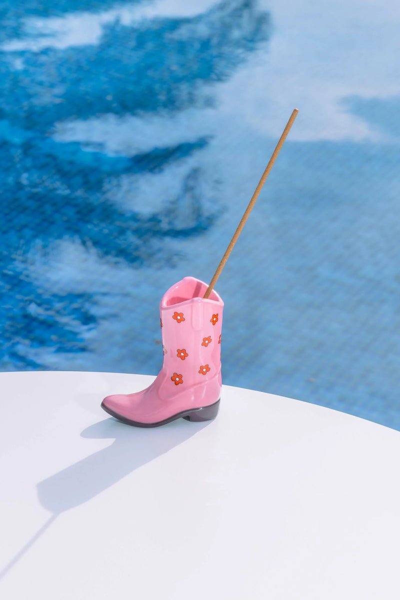 Incense Holder Rodeo Cowboy Boot pink