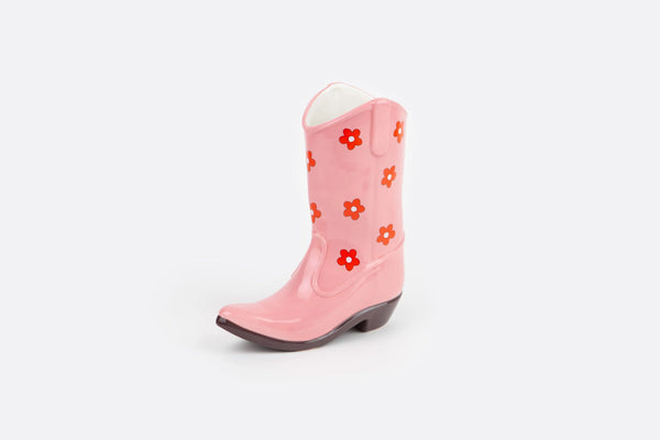 Vase Rodeo Cowboy Boot pink