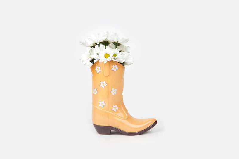 Vase Rodeo Cowboy Boot yellow