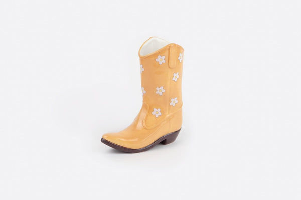 Vase Rodeo Cowboy Boot yellow