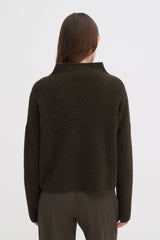 Mika Yak Funnelneck Sweater dark khaki green