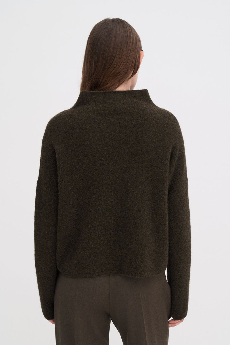 Mika Yak Funnelneck Sweater dark khaki green