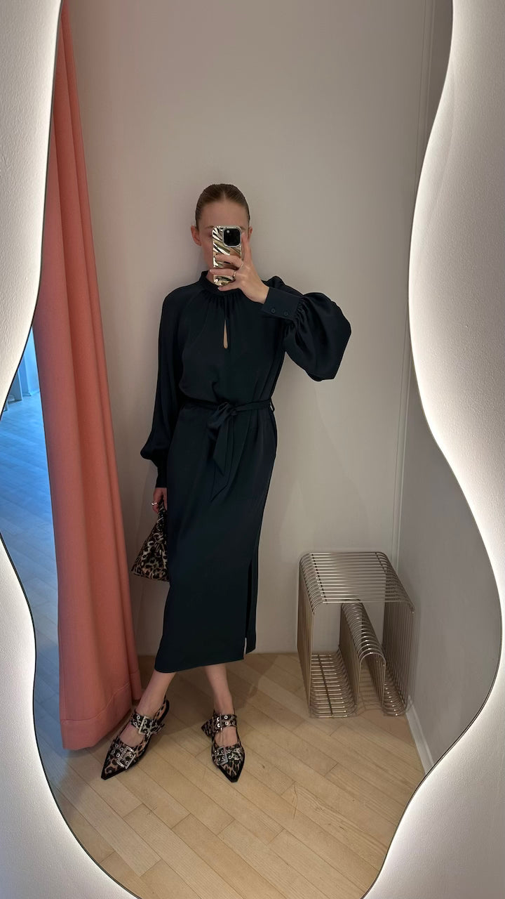 Belted Long Sleeve Dress dawn blue