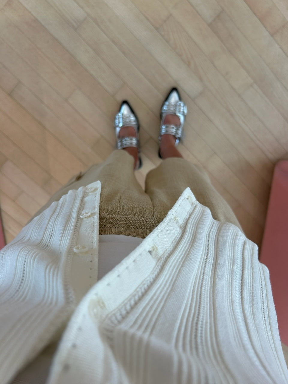 Braid Knit Cardigan pearl white