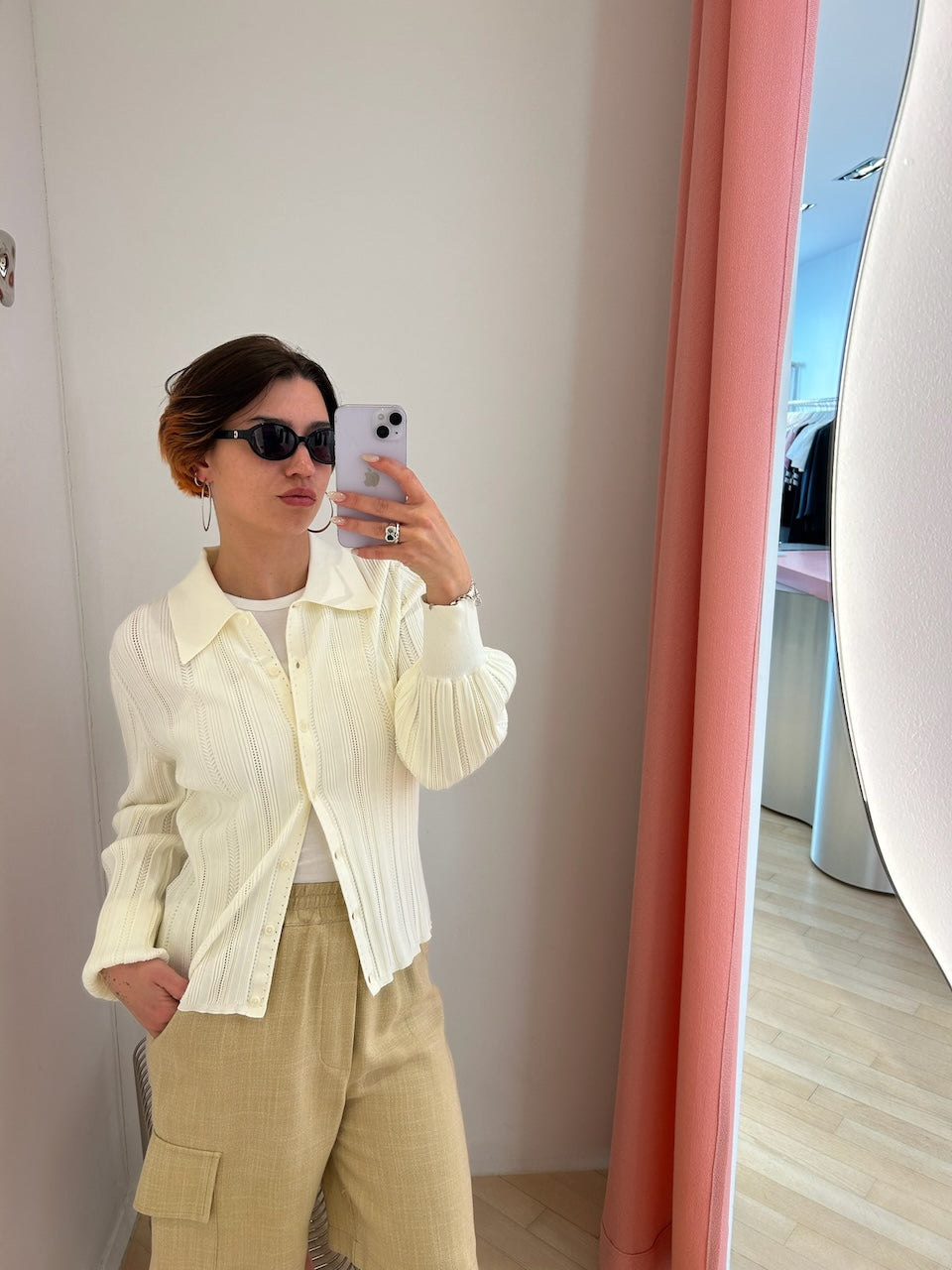 Braid Knit Cardigan pearl white