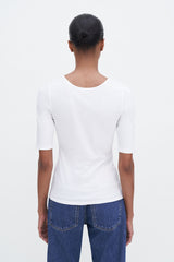 Cotton Stretch Scoop Neck Top white