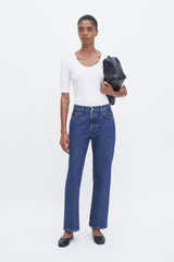 Cotton Stretch Scoop Neck Top white