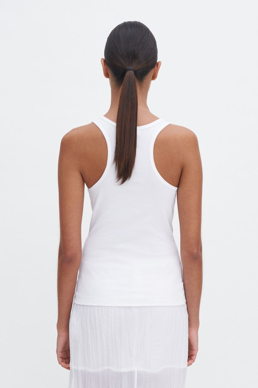 Fine Rib Scoop Tank white