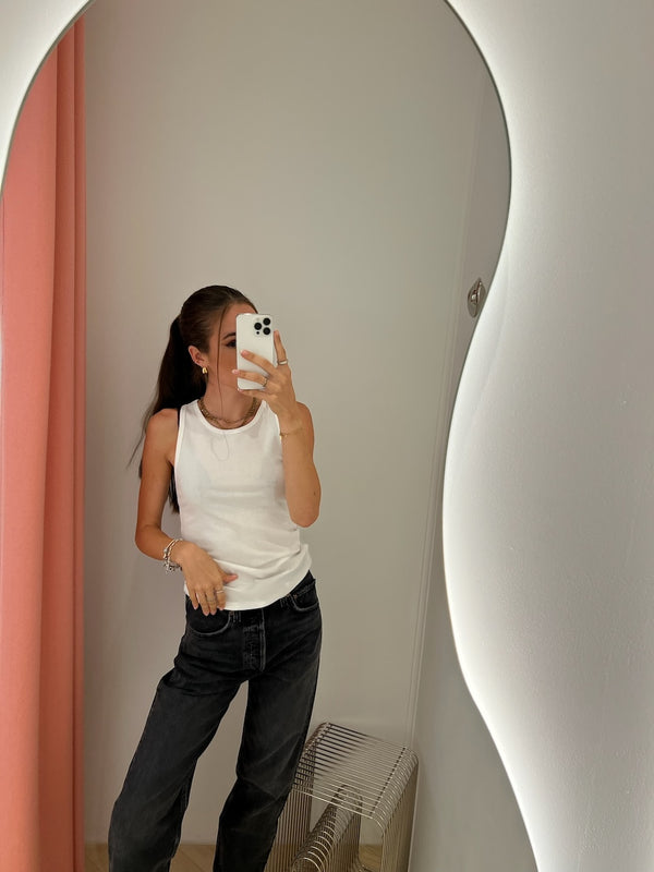 Fine Rib Tank white