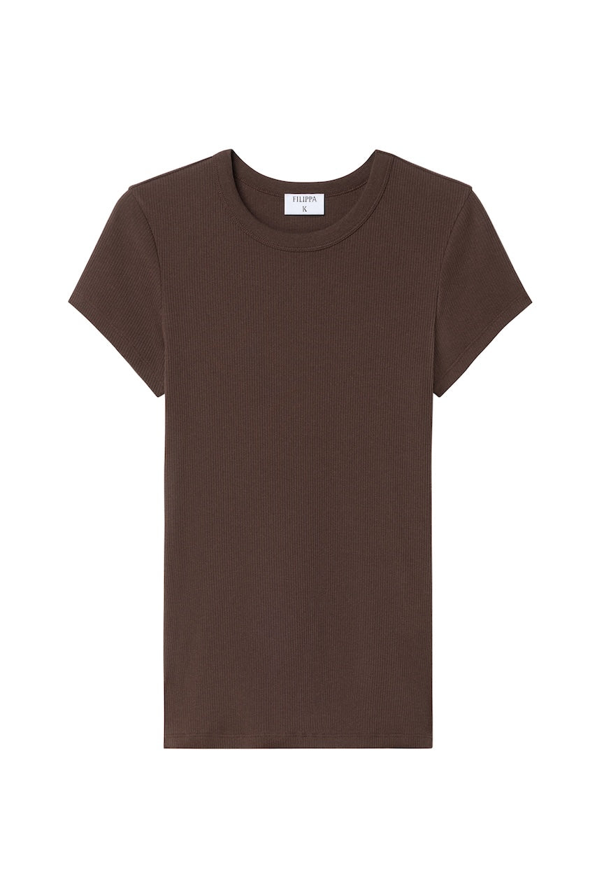 Fine Rib Tee dark chocolate
