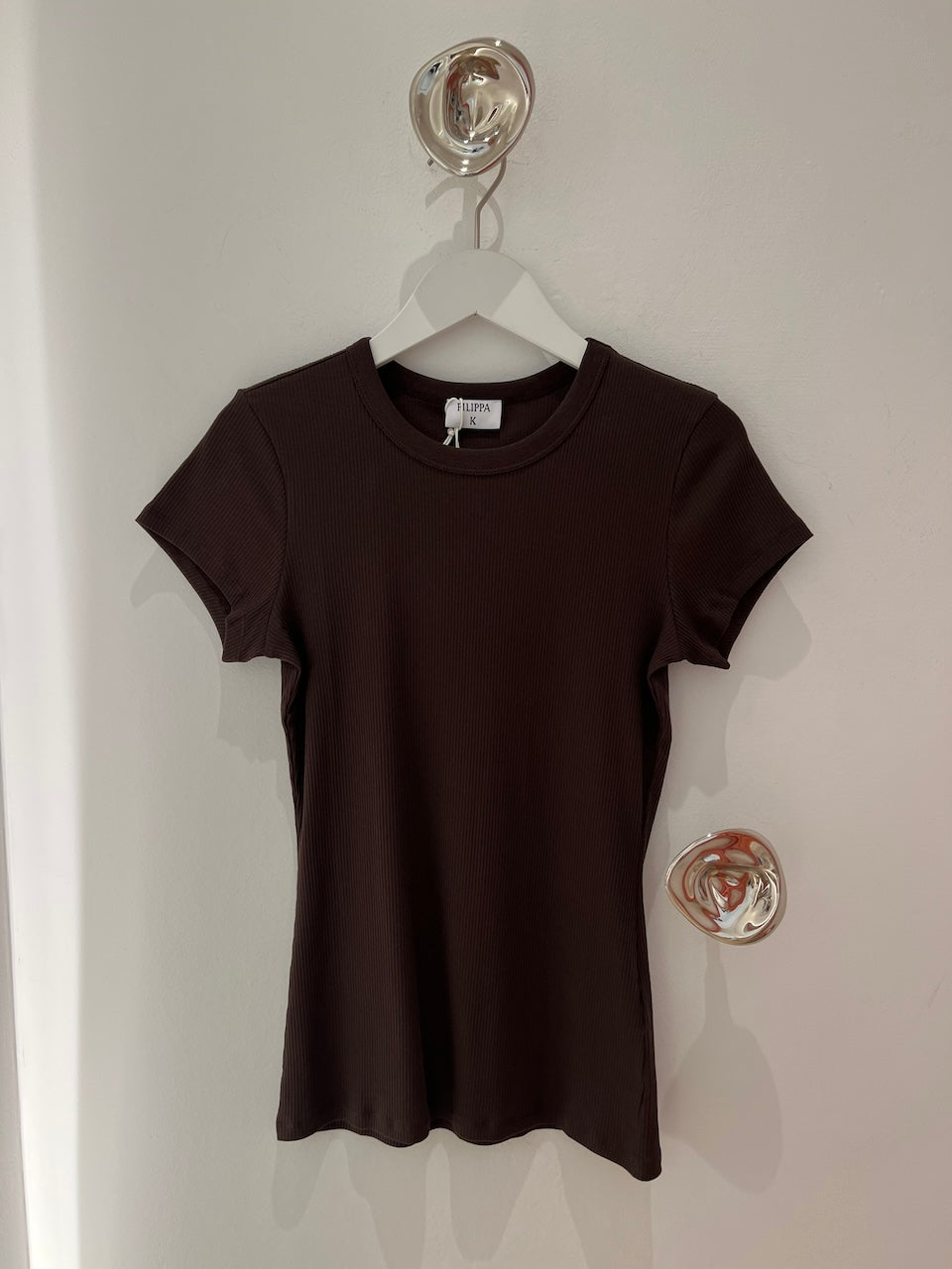 Fine Rib Tee dark chocolate