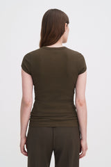 Fine Rib Tee dark khaki green