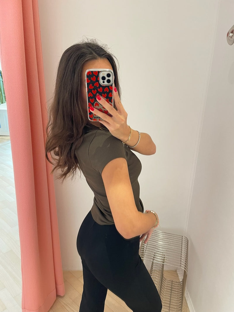 Fine Rib Tee dark khaki green