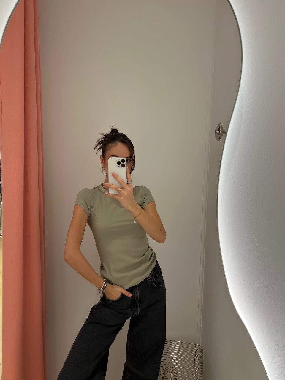 Fine Rib Tee light green