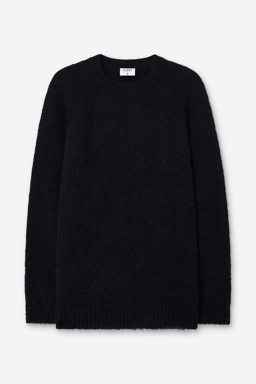 Hairy Alpaca V-Neck Sweater black