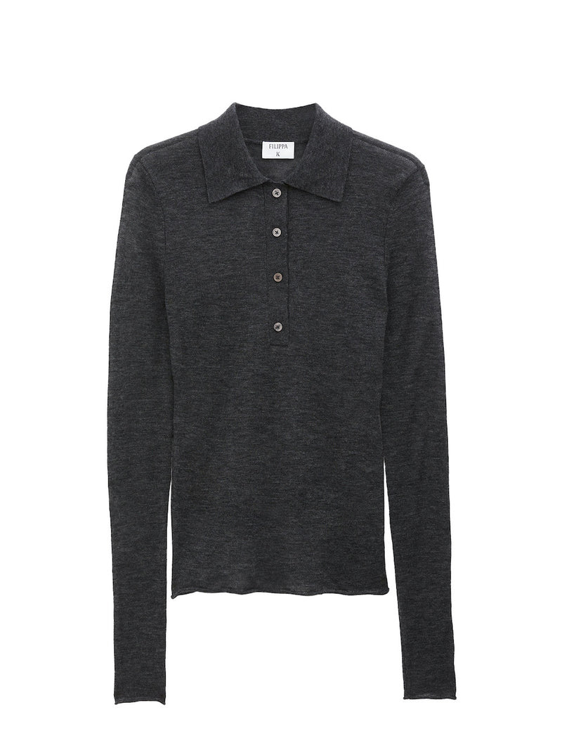 Knit Polo Sweater anthracite