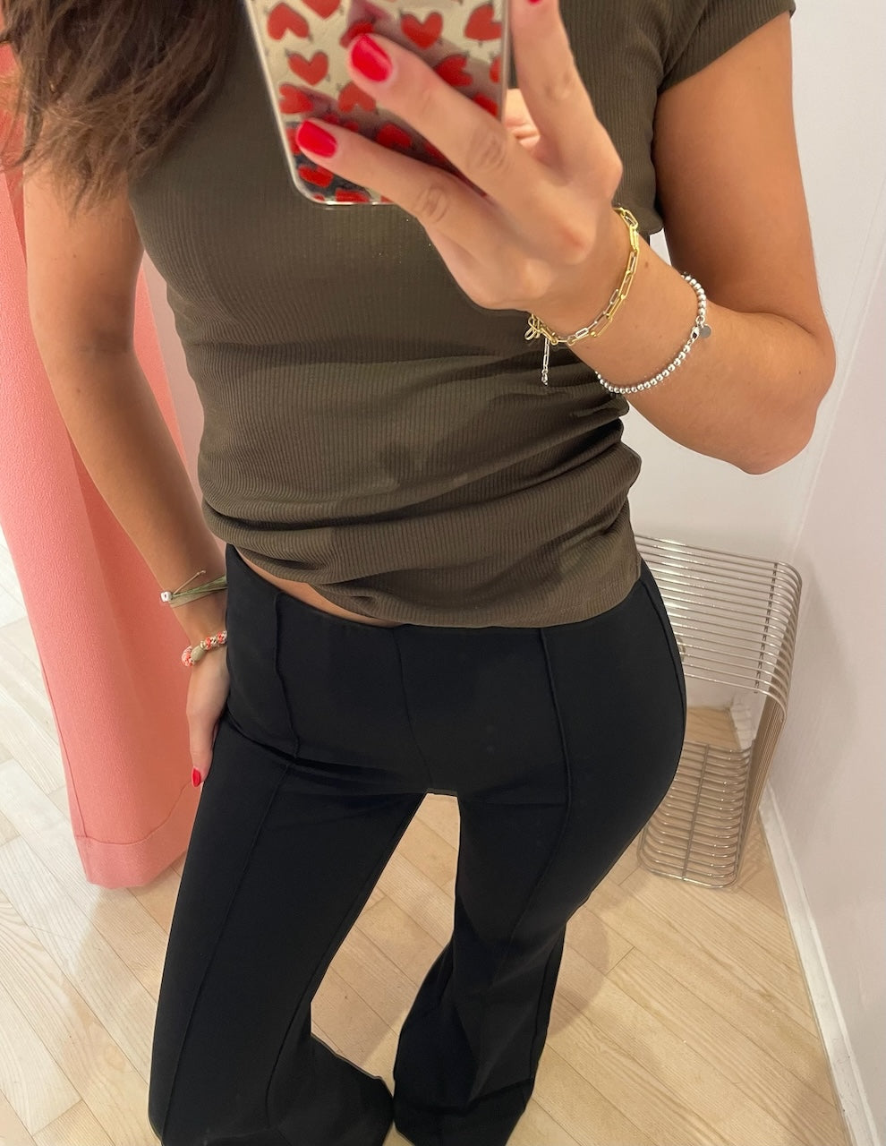 Long Flared Jersey Trousers black