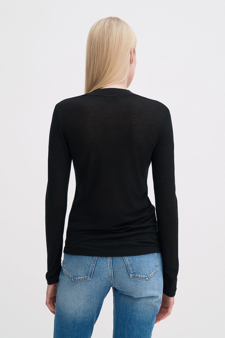 Lyocell Cashmere Mock Neck Top black
