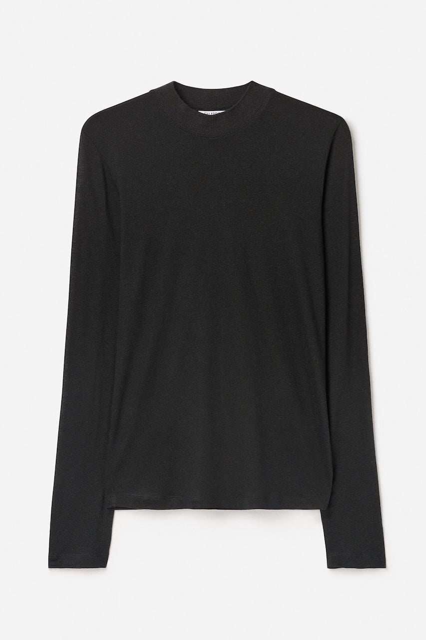 Lyocell Cashmere Mock Neck Top black