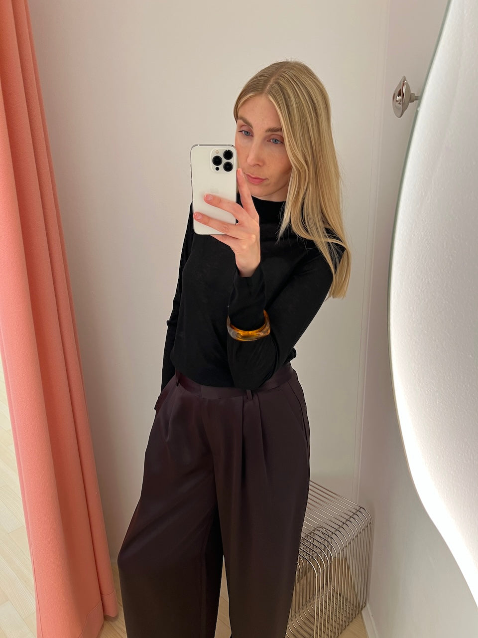 Lyocell Cashmere Mock Neck Top black