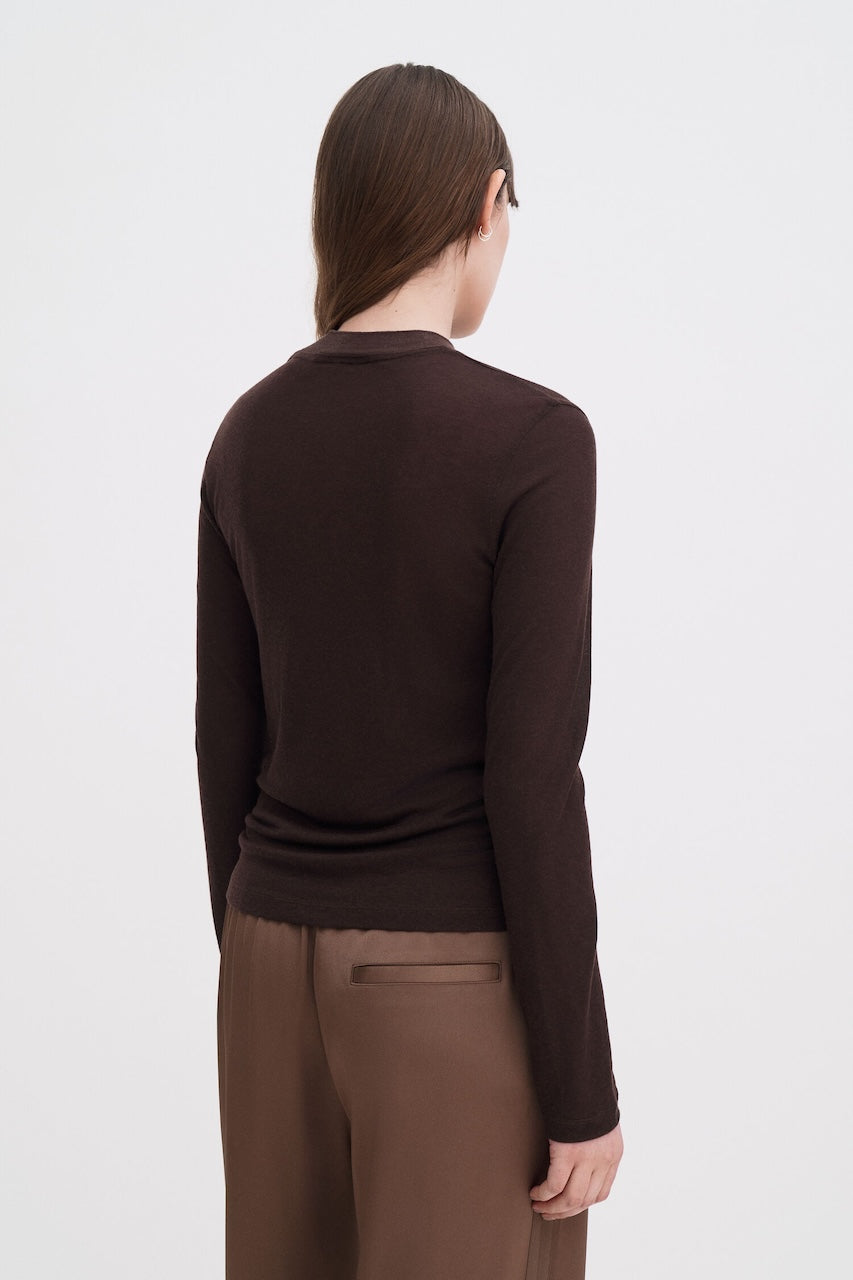 Lyocell Cashmere Mock Neck Top brown