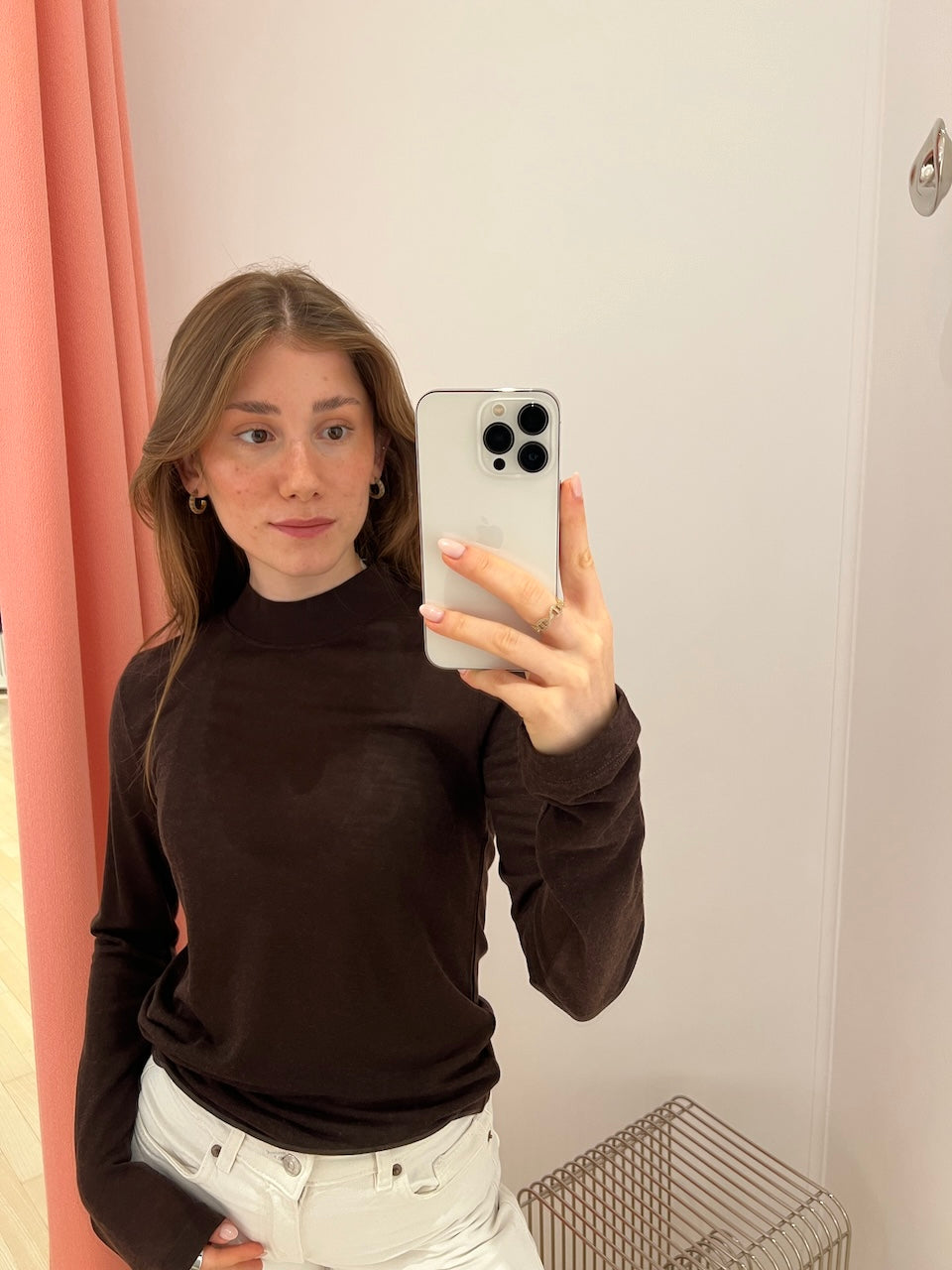 Lyocell Cashmere Mock Neck Top brown