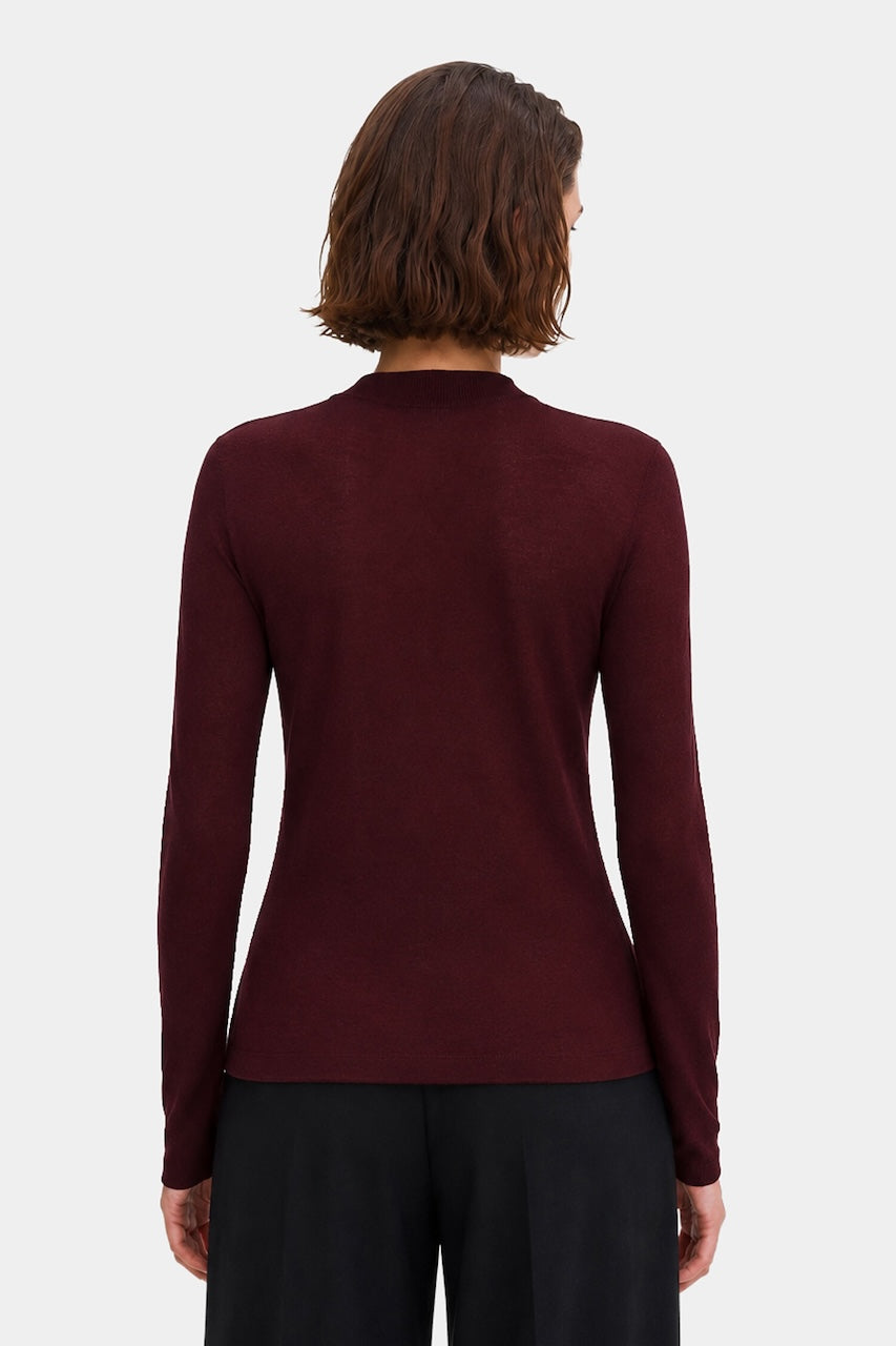 Lyocell Cashmere Mock Neck Top dark burgundy