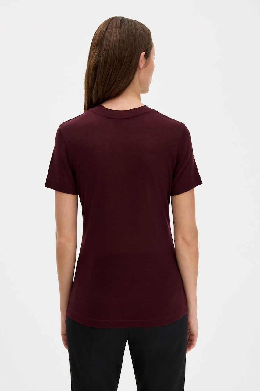 Lyocell Cashmere Tee dark burgundy