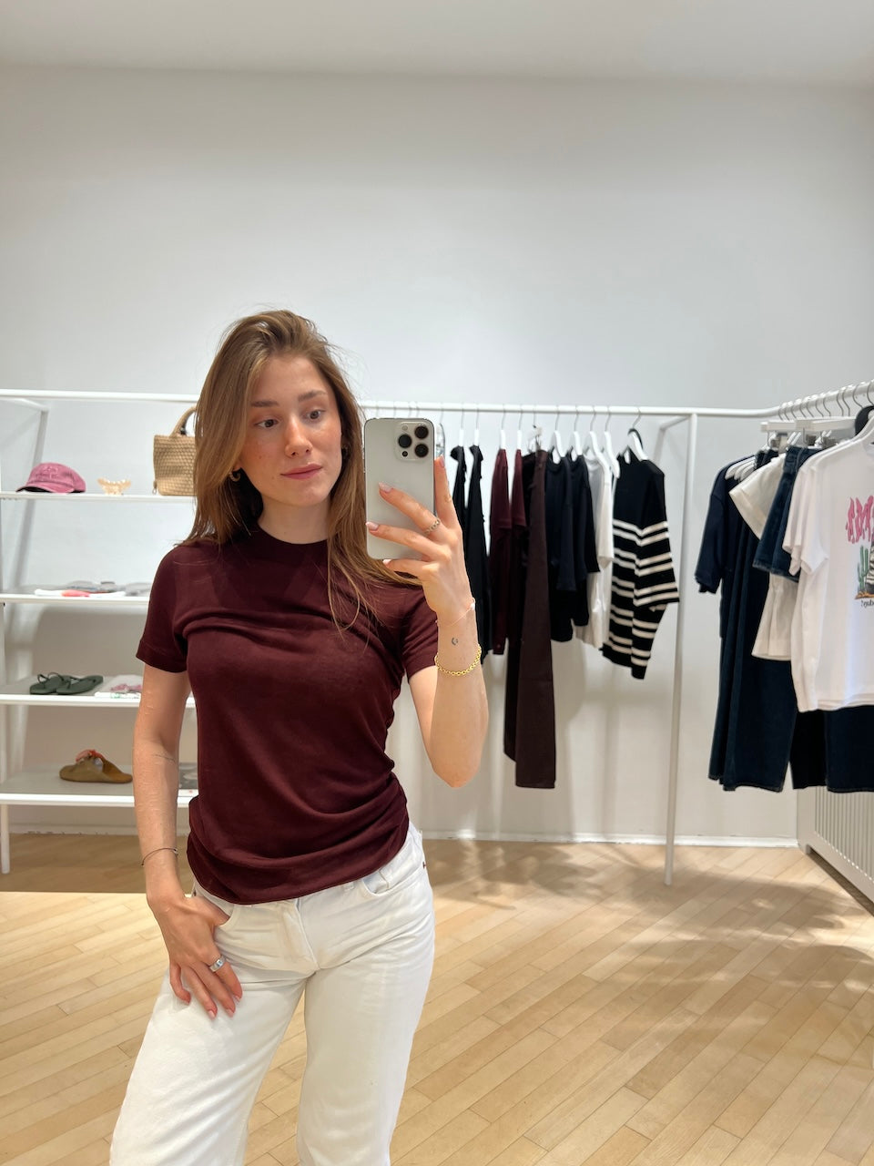 Lyocell Cashmere Tee dark burgundy