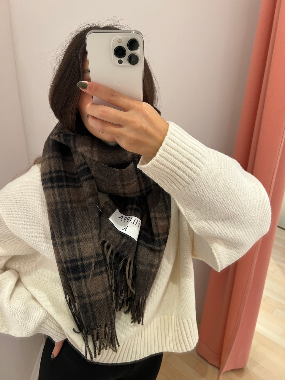 Merino Check Scarf brown check