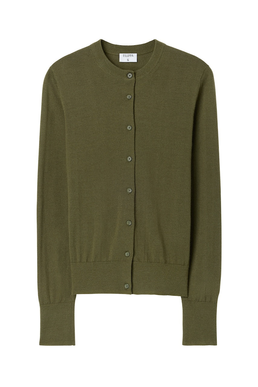 Merino Short Cardigan laurel green