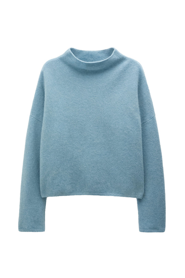 Mika Yak Funnelneck Sweater blue melange