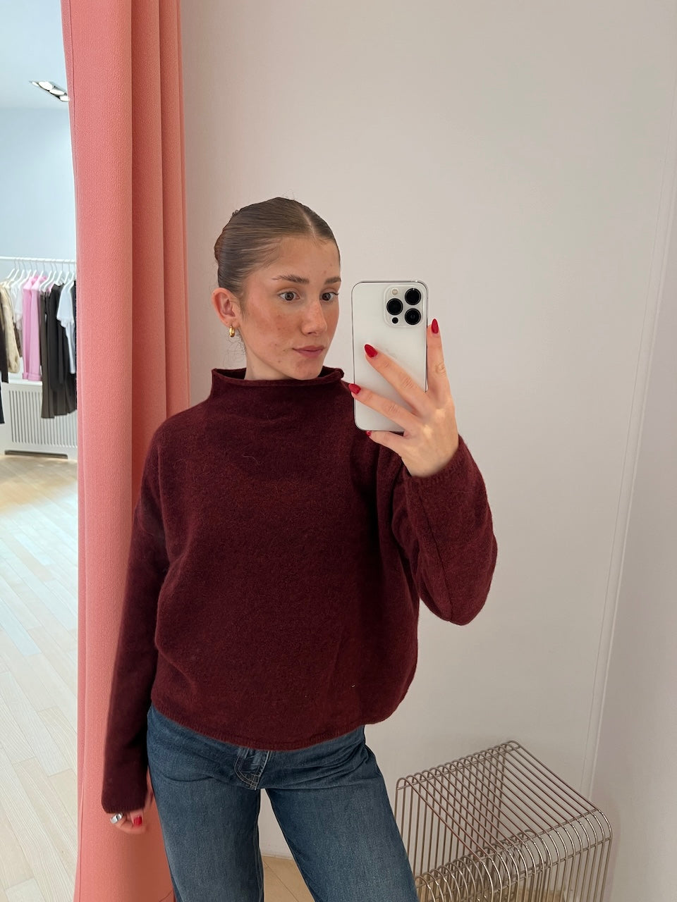 Mika Yak Funnelneck Sweater mahogany red