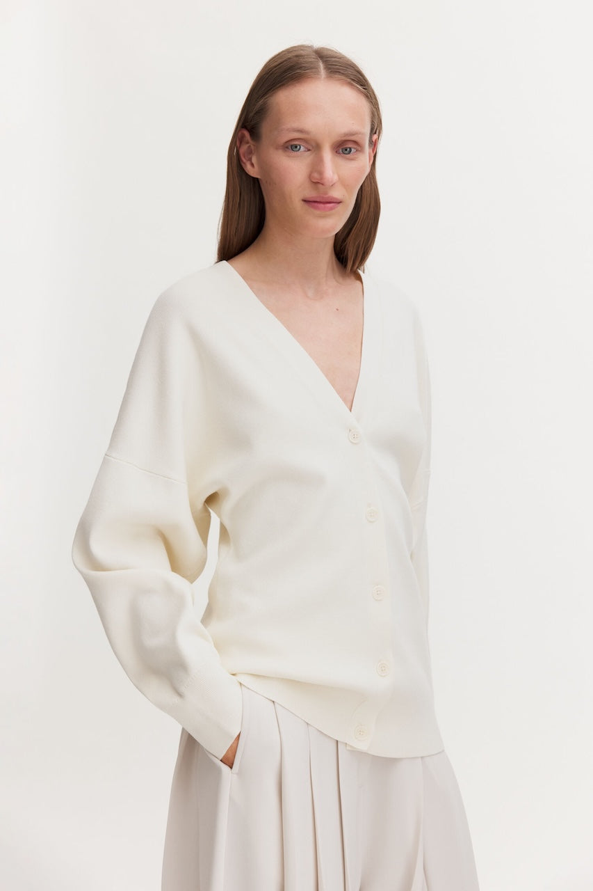 Milano Knit Hourglass Cardigan calico white