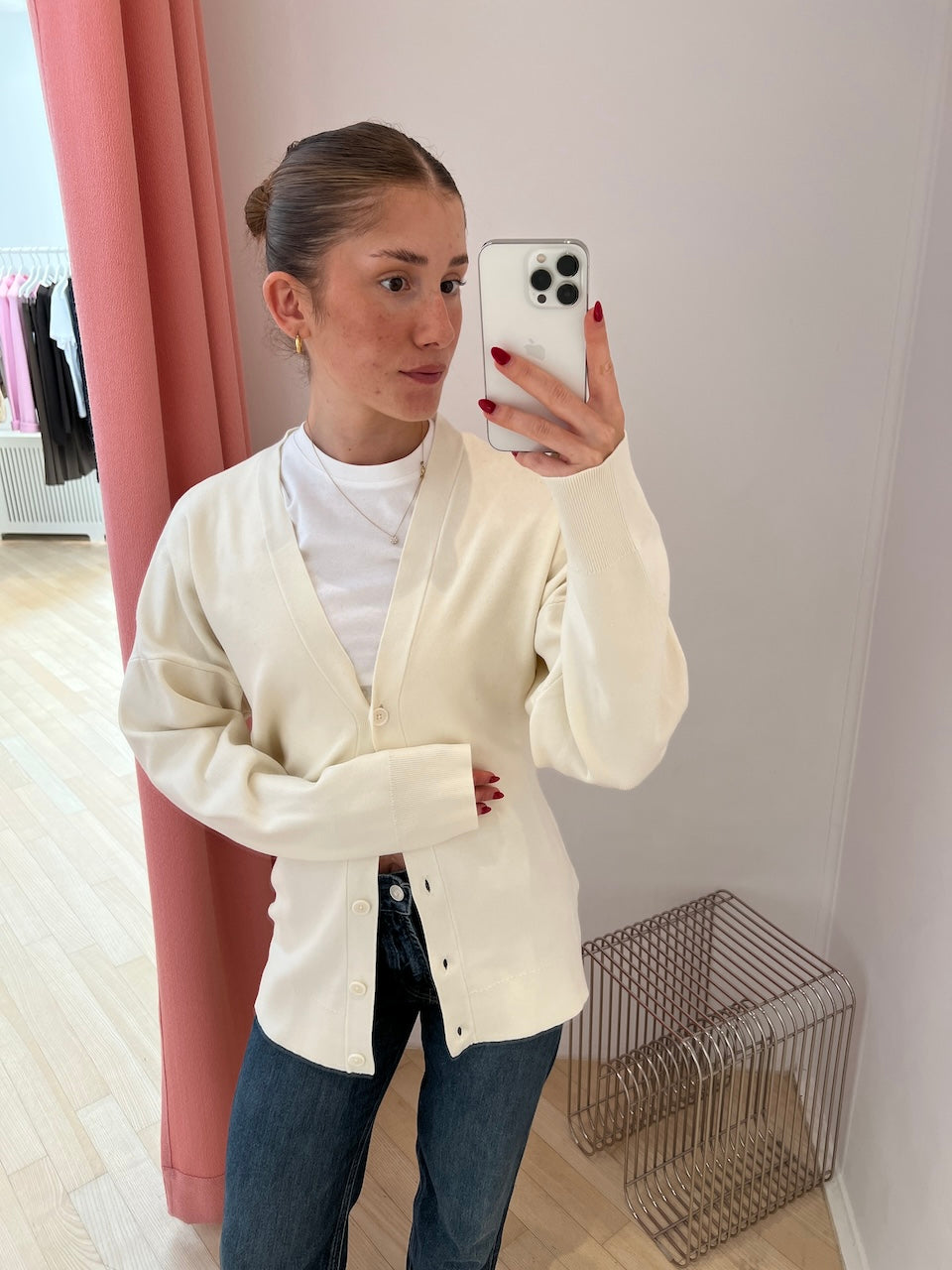 Milano Knit Hourglass Cardigan calico white