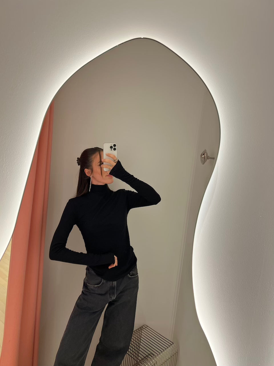 Rib Mock Neck Top black