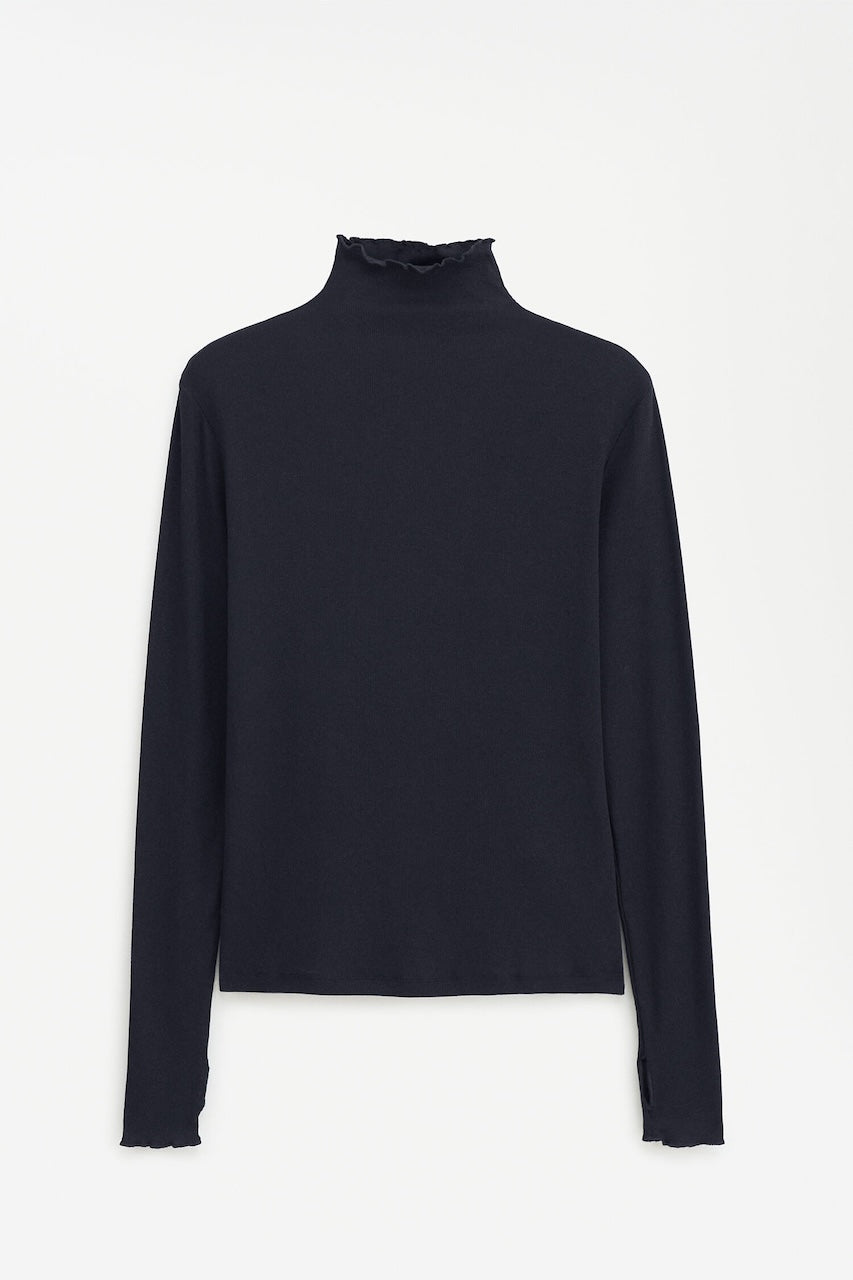 Rib Mock Neck Top black