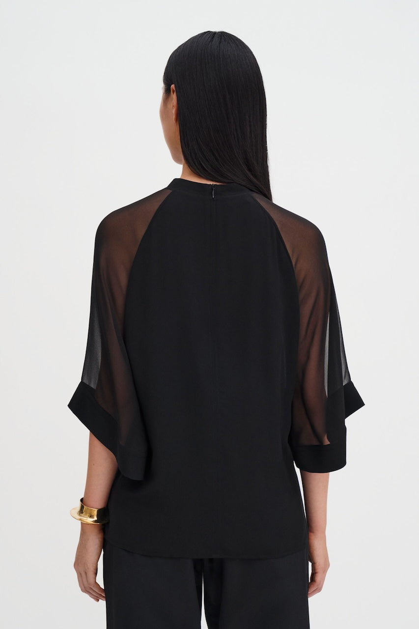 Sheer Raglan Blouse black