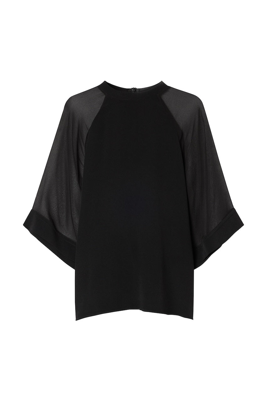 Sheer Raglan Blouse black