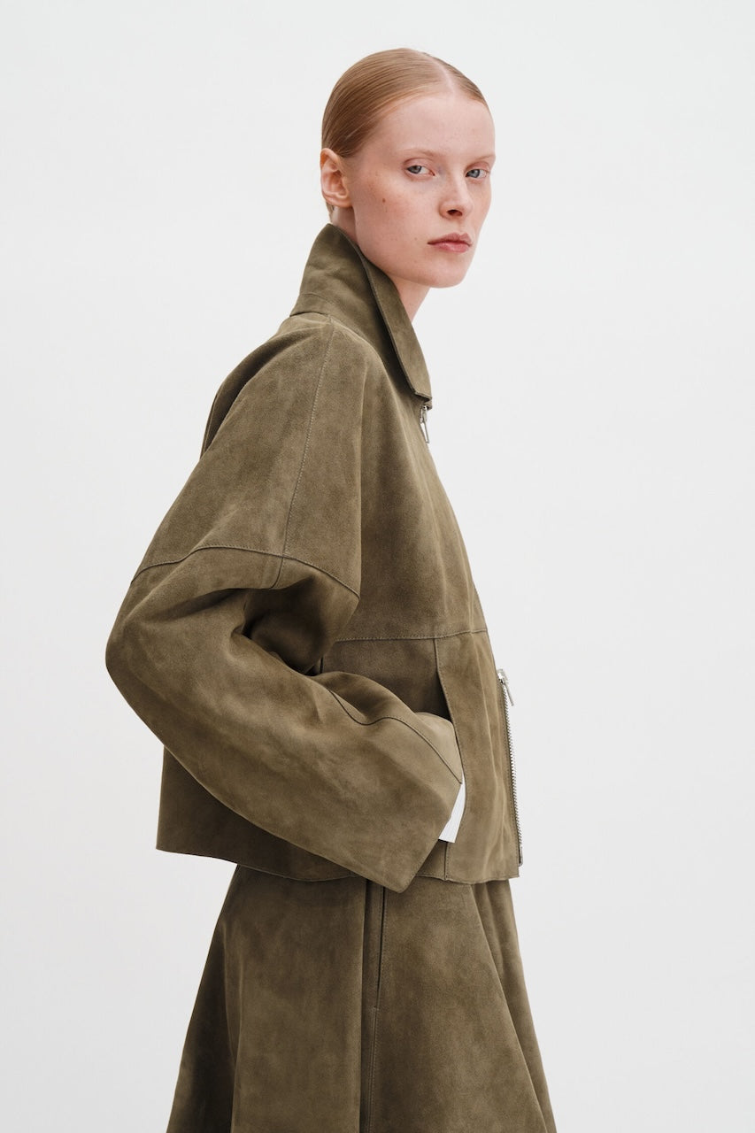 Suede Coach Jacket olive green