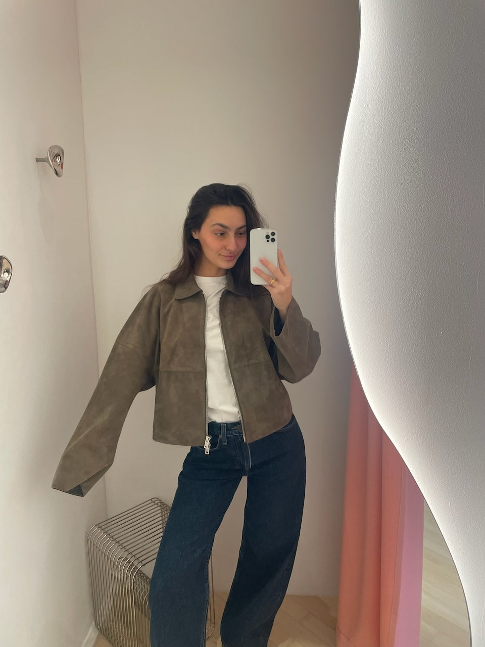 Suede Coach Jacket olive green