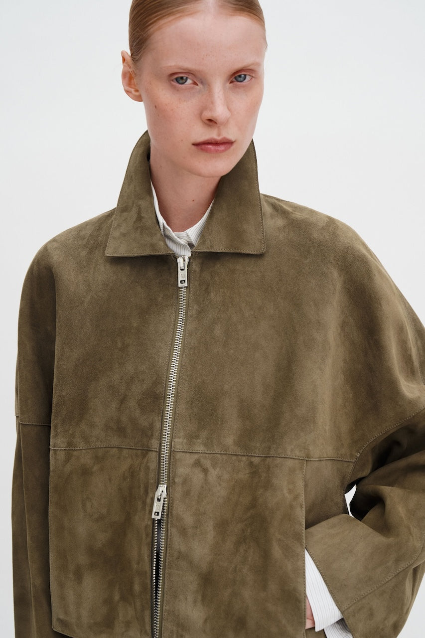 Suede Coach Jacket olive green