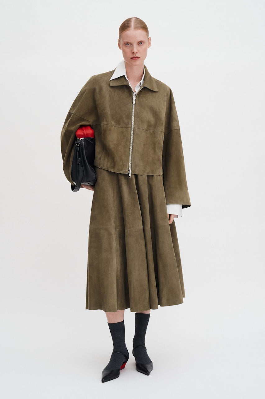 Suede Coach Jacket olive green