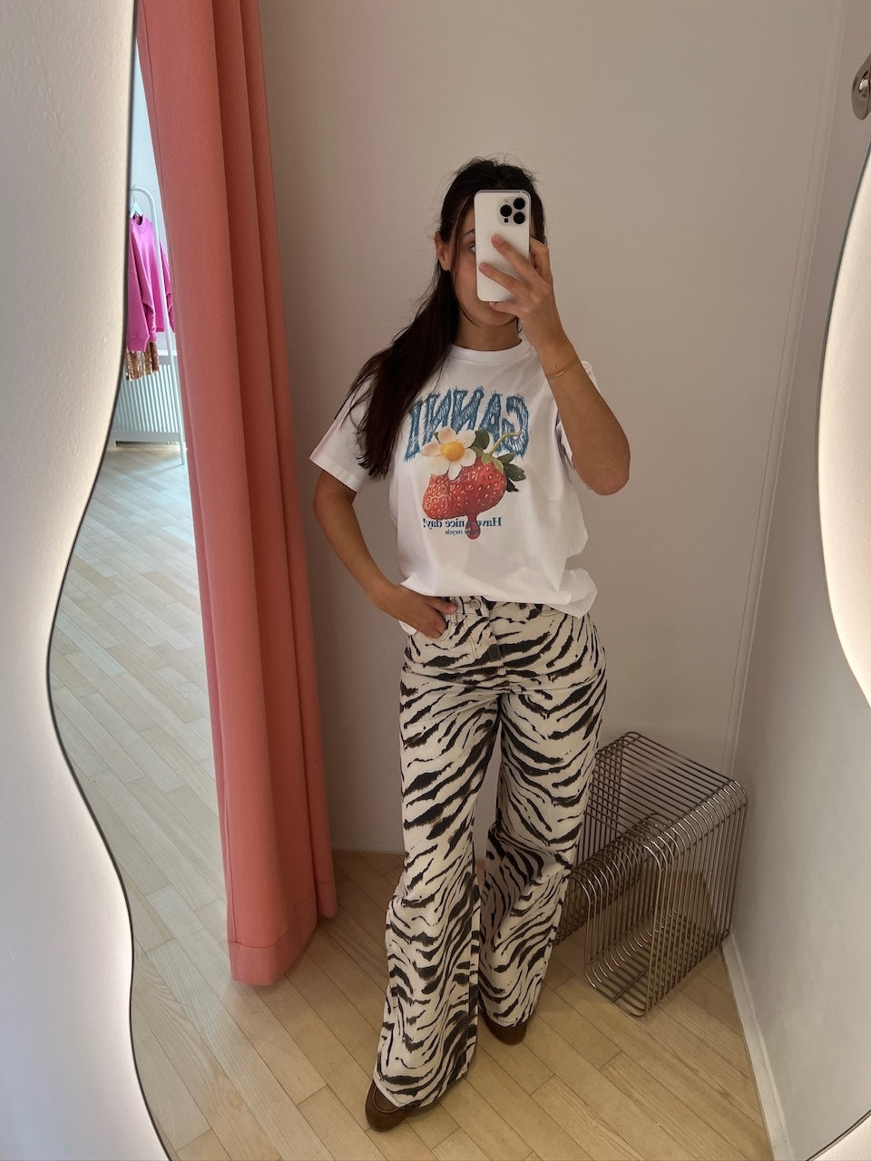 Basic Cotton Jersey Strawberry Print bright white