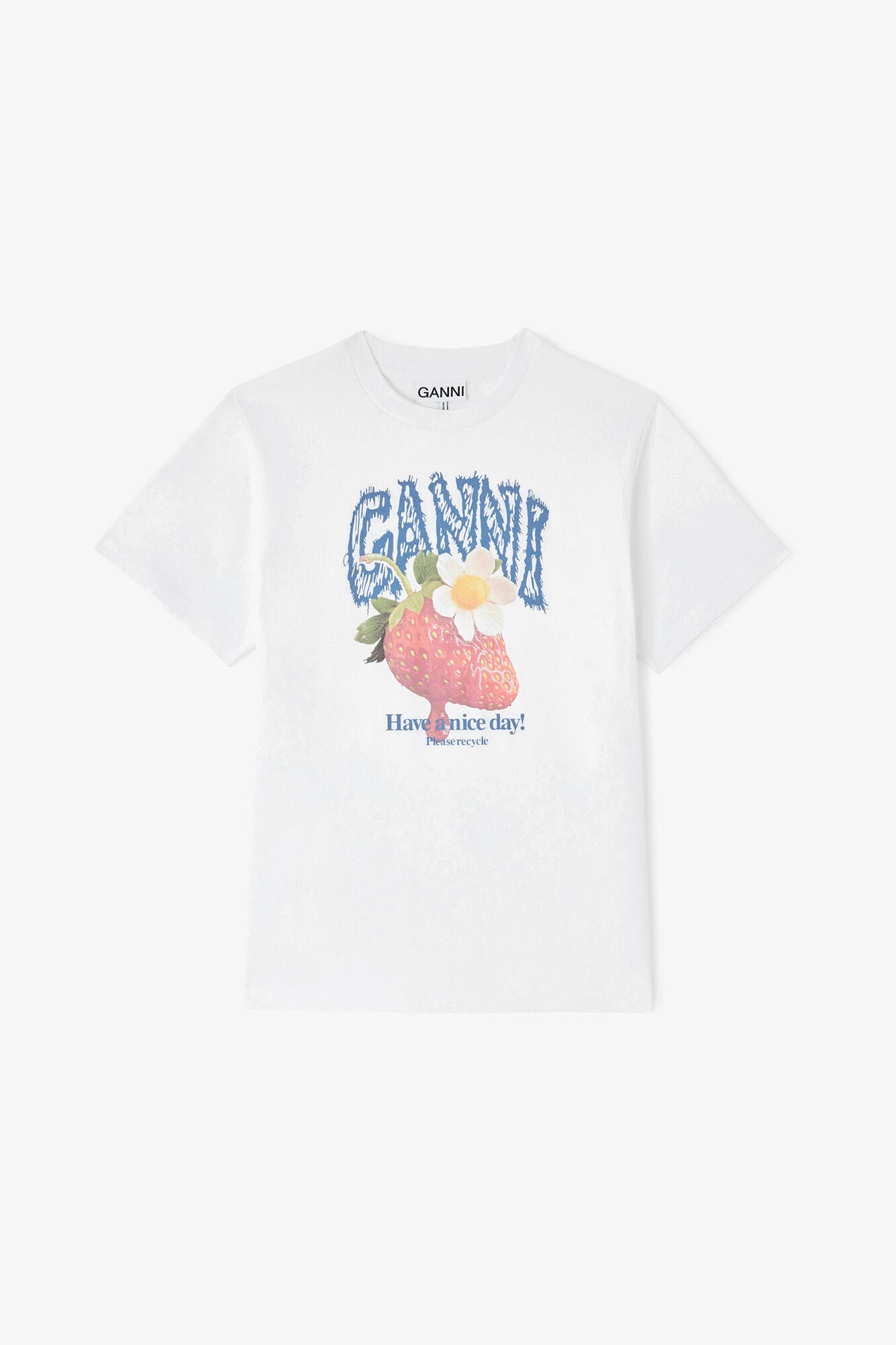 Basic Cotton Jersey Strawberry Print bright white