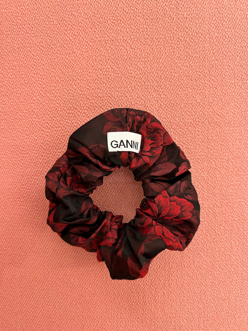 Botanical Jacquard Scrunchie high risk red