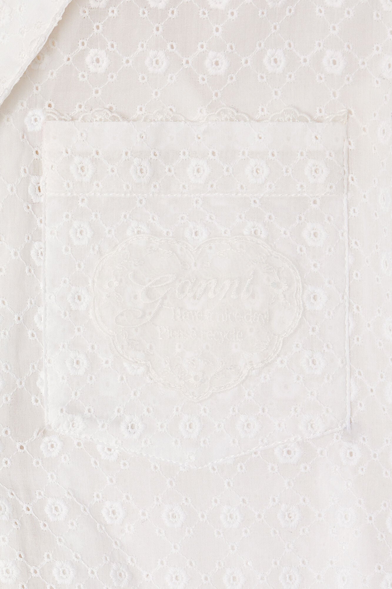 Broderie Anglaise Cropped Bowling Shirt bright white